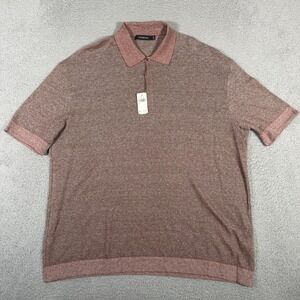 Ermenegildo Zegna Polo Shirt Mens 3XL 58 Brown Red Cotton Linen Silk Knit New